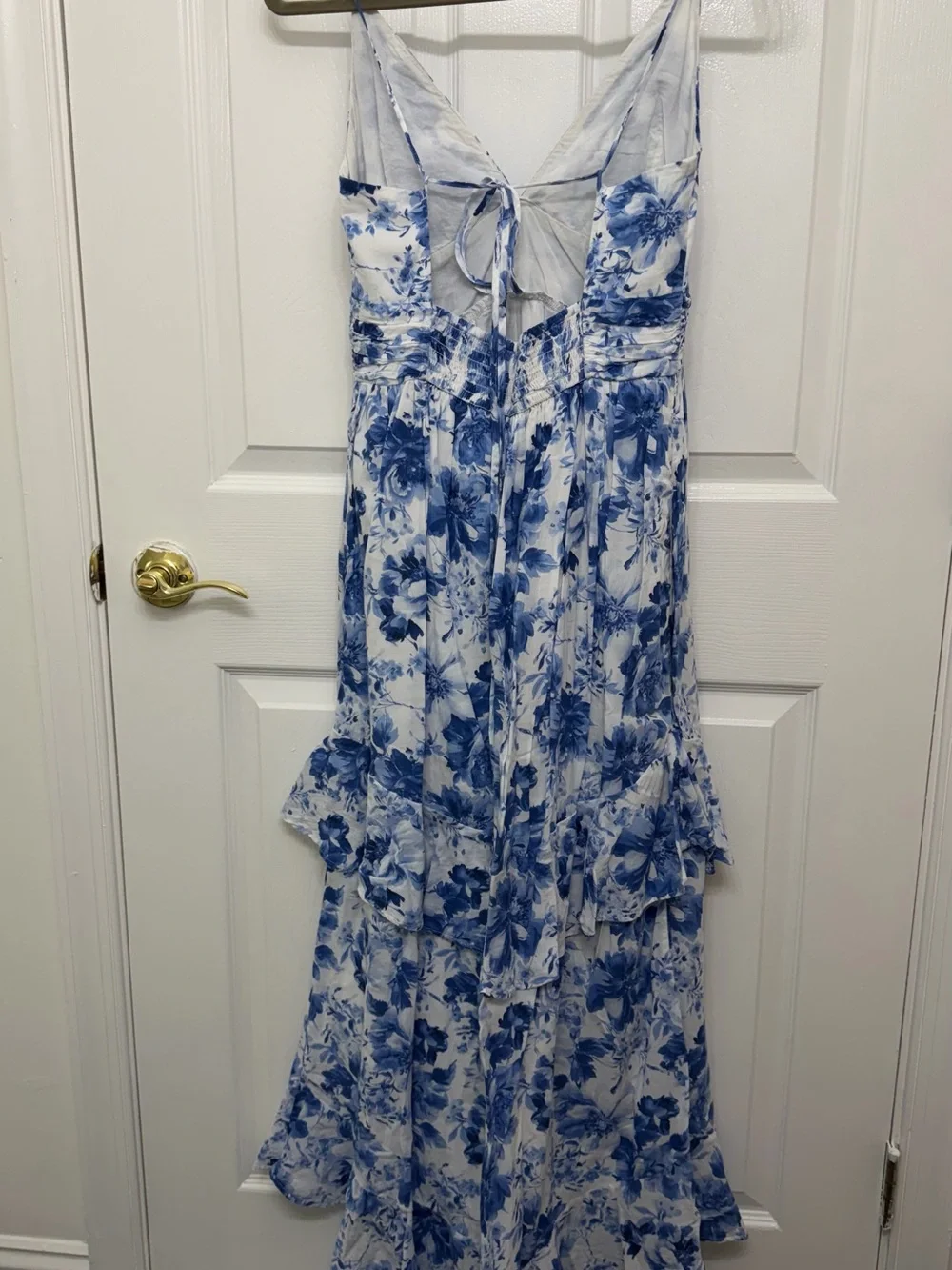 Abercrombie & Fitch White and Blue Floral Maxi Dress